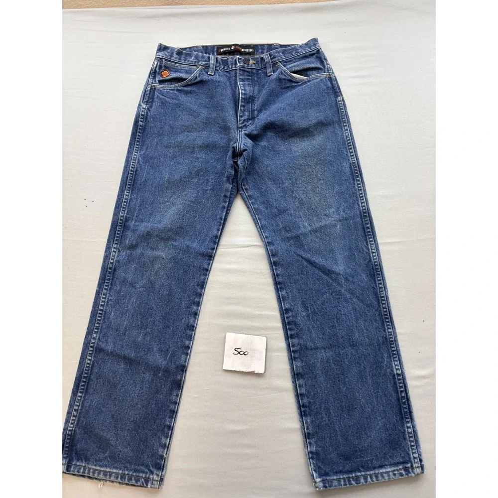 Wrangler FR13MWZ Mens Flame Resistant Work Jeans 33x30 Blue Cotton FR Denim